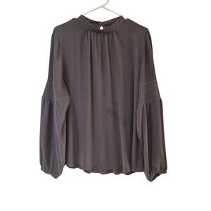 Loft Women's Gray Poly Long Sleeve Blouse
